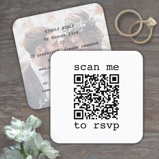 50 stuks eenvoudige QR RSVP & foto-huwelijksbijlag Vierkante Visitekaartje