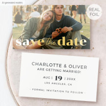 50 stuks goud folie foto save the date witte kaart