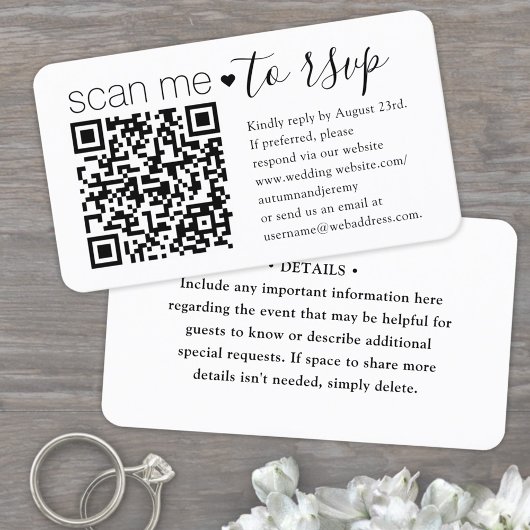 50 stuks QR-code RSVP & details bijlage voor trouw Visitekaartje
