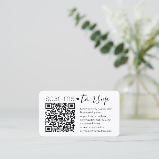 50 stuks QR-code RSVP & details bijlage voor trouw Visitekaartje (Staand voorkant)