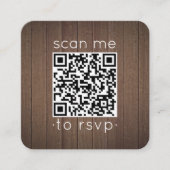 50 stuks QR RSVP bruine namaak houten huwelijksenv Vierkante Visitekaartje (Voorkant)