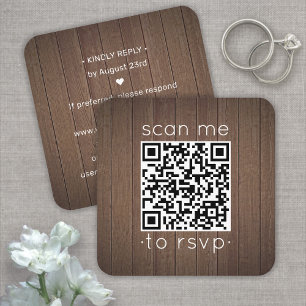 50 stuks QR RSVP bruine namaak houten huwelijksenv Vierkante Visitekaartje