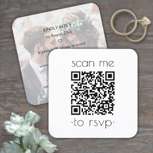 50 stuks QR RSVP minimale foto-huwelijksbijlage Vierkante Visitekaartje