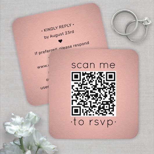 50 stuks QR RSVP namaak rose goud folie bijlage Vierkante Visitekaartje