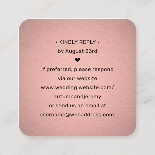 50 stuks QR RSVP namaak rose goud folie bijlage Vierkante Visitekaartje (Achterkant)