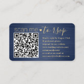 50 stuks Scan Me QR RSVP Blauw en Goud Huwelijk Visitekaartje (Voorkant)