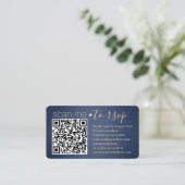 50 stuks Scan Me QR RSVP Blauw en Goud Huwelijk Visitekaartje (Staand voorkant)