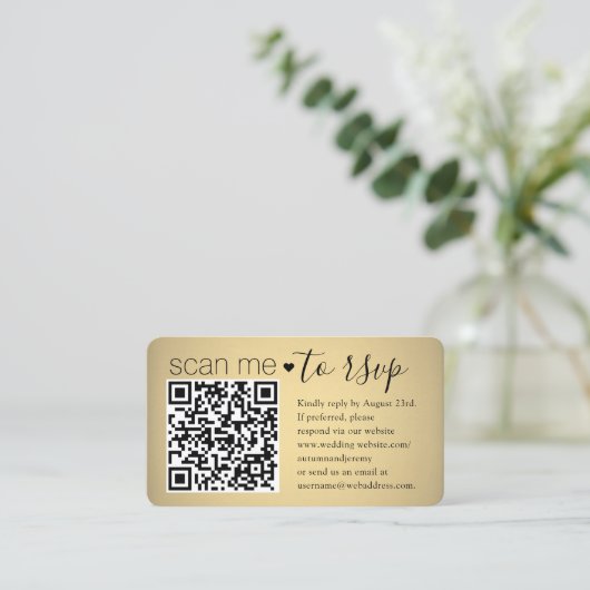 50 stuks Scan Me QR RSVP namaak goud folie bijlage Visitekaartje (Staand voorkant)
