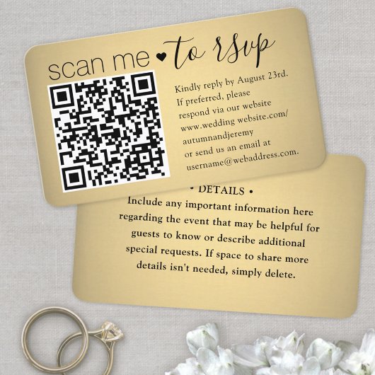 50 stuks Scan Me QR RSVP namaak goud folie bijlage Visitekaartje