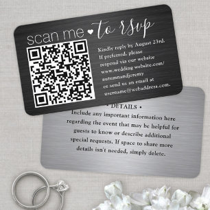 50 stuks Scan Me QR RSVP  Zwart en Zilver Bruiloft Visitekaartje