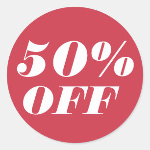 50% UIT Tekst aanpassen Ronde Sticker