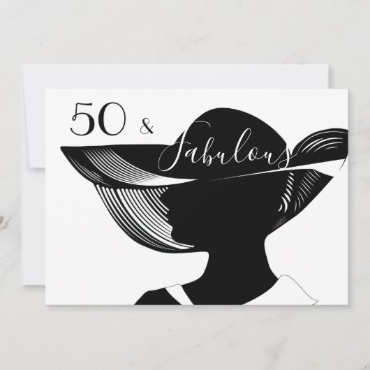 50 & Uitstekend | B&W elegant art deco ontwerp Kaart (Voorkant)