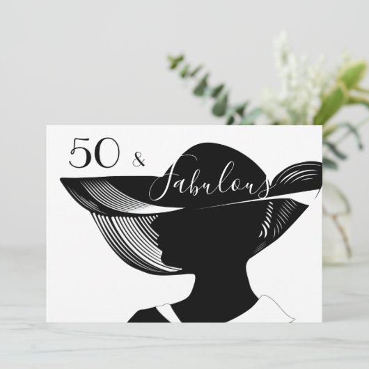 50 & Uitstekend | B&W elegant art deco ontwerp Kaart (Staand voorkant)