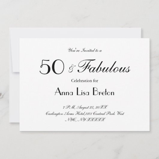 50 & Uitstekend | B&W elegant art deco ontwerp Kaart (Achterkant)