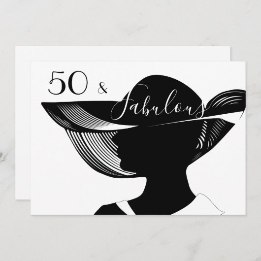 50 & Uitstekend | B&W elegant art deco ontwerp Kaart (Voorkant / Achterkant)