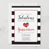 50 & Uitstekend | Black & White Stripes Verjaardag Kaart (Voorkant)