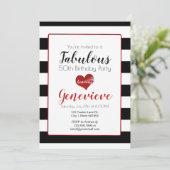 50 & Uitstekend | Black & White Stripes Verjaardag Kaart (Staand voorkant)