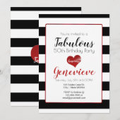 50 & Uitstekend | Black & White Stripes Verjaardag Kaart (Voorkant / Achterkant)