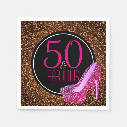 50 & Uitstekend | Elegante 50e verjaardag hoge hak Servet (Voorkant)