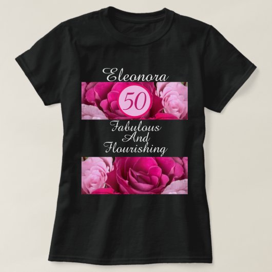 50 Uitstekend en Bloeiend Custom Zwart T-shirt (Design voorkant)