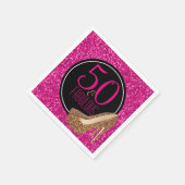 50 & Uitstekend | Gouden Glitter Roze 50ste Verjaa Servet (Hoek)