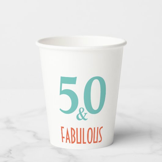 50 & Uitstekend groen en sinaasappel Papieren Bekers (Achterkant)