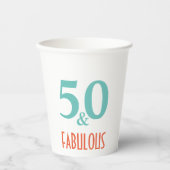 50 & Uitstekend groen en sinaasappel Papieren Bekers (Voorkant)