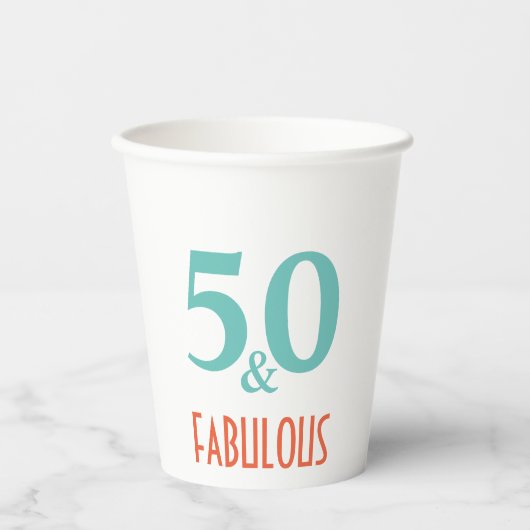 50 & Uitstekend groen en sinaasappel Papieren Bekers (Voorkant)