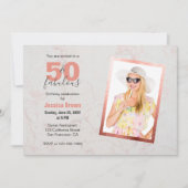 50 & Uitstekend Roos Goud Roze Marmer 50e Verjaard Kaart (Voorkant)