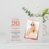 50 & Uitstekend Roos Goud Roze Marmer 50e Verjaard Kaart (Staand voorkant)