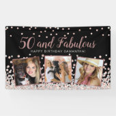 50 Uitstekend Roos Gouden Fotocollage 50e Verjaard Spandoek (Horizontaal)