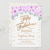 50 Uitstekend Verjaardagsfeest - Wit Goud Paarse Kaart (Voorkant / Achterkant)