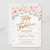 50 Uitstekend Verjaardagsfeest - Wit Goud Roze Kaart (Voorkant)