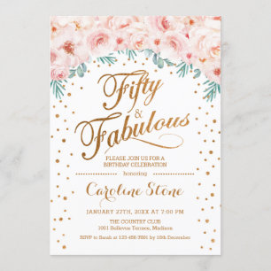 50 Uitstekend Verjaardagsfeest - Wit Goud Roze Kaart