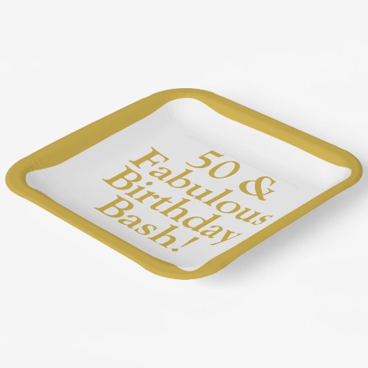 50 & Uitstekende  Gouden Papier Borden Papieren Bordje (Gebogen)