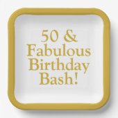 50 & Uitstekende  Gouden Papier Borden Papieren Bordje (Voorkant)