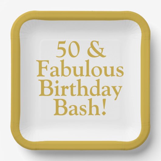 50 & Uitstekende  Gouden Papier Borden Papieren Bordje (Voorkant)