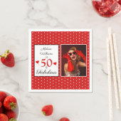 50 & Uitstekende Naam Foto Rood 50ste Verjaardag R Servet (Insitu)