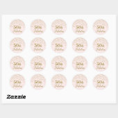 50 & Uitstekende Verjaardag Blush Roze Gouden Conf Ronde Sticker (Vel)