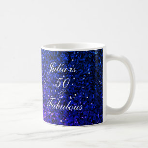 50 Uitstekende Verjaardag Gift Favor Blauw Glitter Koffiemok