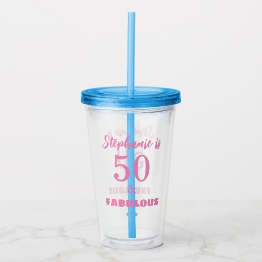 50 Uitstekende Verjaardag Gift Favor Naam Monogram Acryl Drinkbeker (Voorkant)