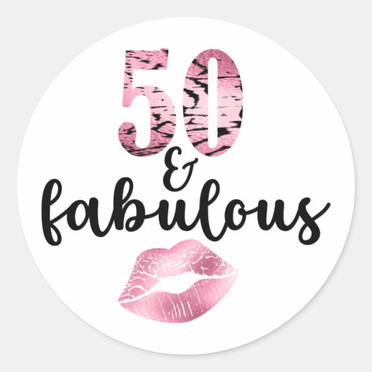 50 Uitstekende Verjaardag Girly Sparkle Modern Ronde Sticker (Voorkant)