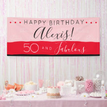 50 Uitstekende Verjaardag Roze Rood Moderne Strepe