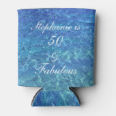 50 Uitstekende Verjaardag Strand Ocean Blue Water Blikjeskoeler (Voorkant)
