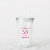 50 Uitstekende Verjaardagsnaam Monogram Gift Favor Acryl Drinkbeker (Voorkant)