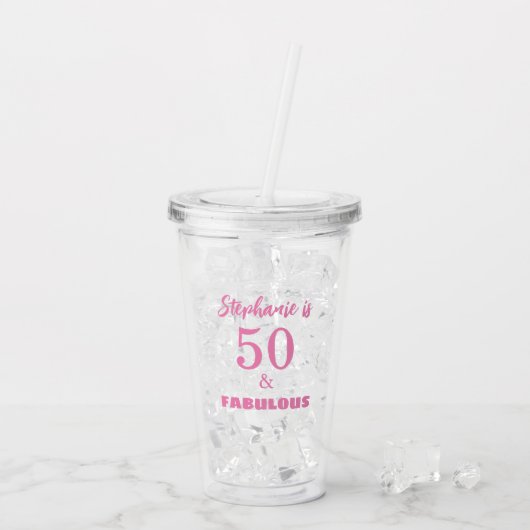 50 Uitstekende Verjaardagsnaam Monogram Gift Favor Acryl Drinkbeker (Achterkant ijs)