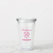 50 Uitstekende Verjaardagsnaam Monogram Gift Favor Acryl Drinkbeker (Achterkant)