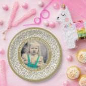 50 Uw foto Willekeurige nummerpatroon Goud/Wit Papieren Bordje (Feest)