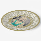 50 Uw foto Willekeurige nummerpatroon Goud/Wit Papieren Bordje (Gekanteld)