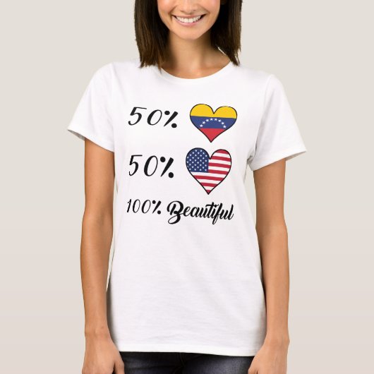 50% Venezolaanse 50% Amerikaanse 100% mooie T-shirt (Voorkant)